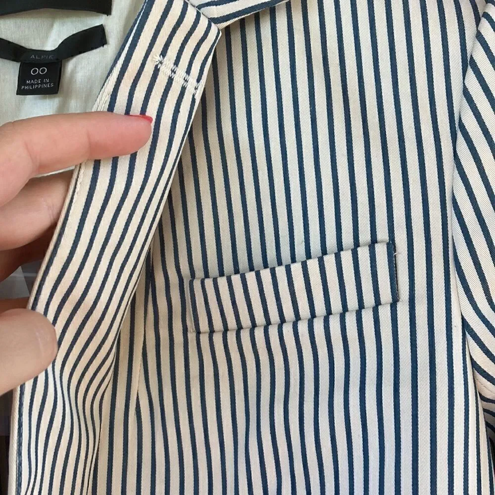 J. Crew Cotton Alfie Blazer in Striped Chino- Single Breasted Vintage Prep Style